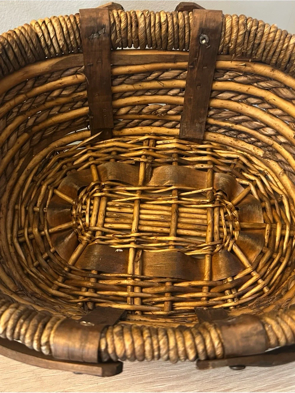 Woven Rustic Brown Decorative Basket with Handles